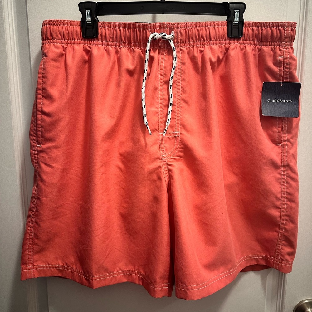 Croft & Barrow Men's Coral Swim Trunks